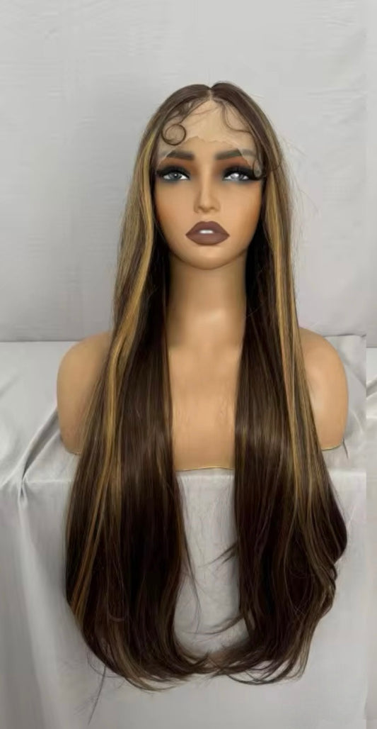 Synthetic straight Balayage Bodywave wig 9X6 32 Inch